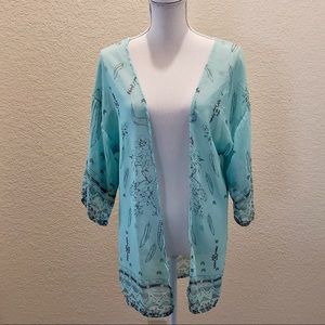 Aqua Short Kimono